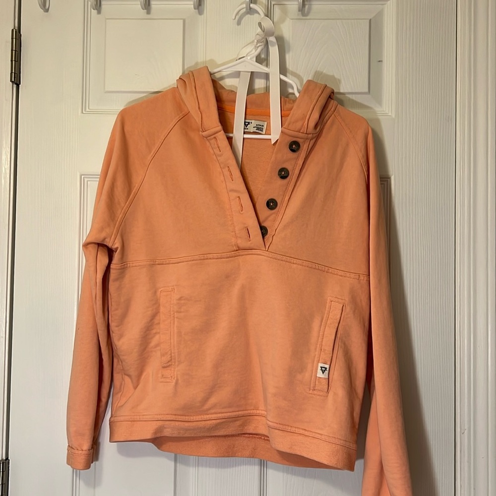 orange quarter button sweatshirt